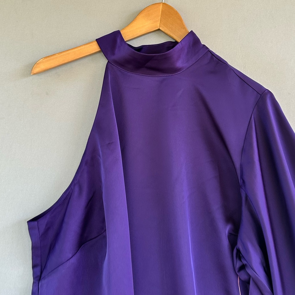 🎉5 for $45🎉 NWT Eloquii One Shoulder Satin Top blouse With Draped Sleeve size 18 - Picture 6 of 12